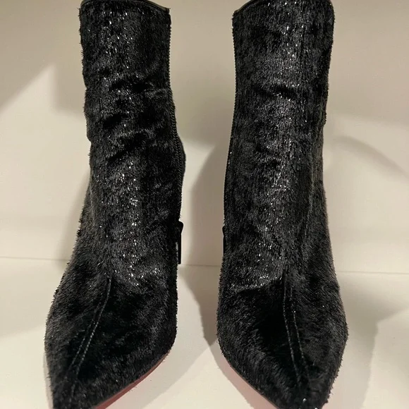 Christian Louboutin Black Velvet Ankle Booties, Kate